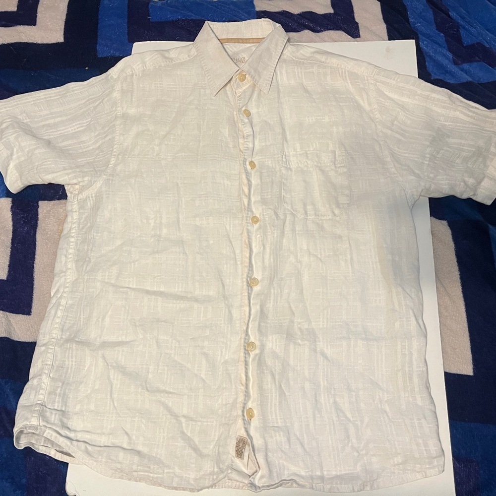 Tommy Bahama Men’s Linen White Shirt Size large
